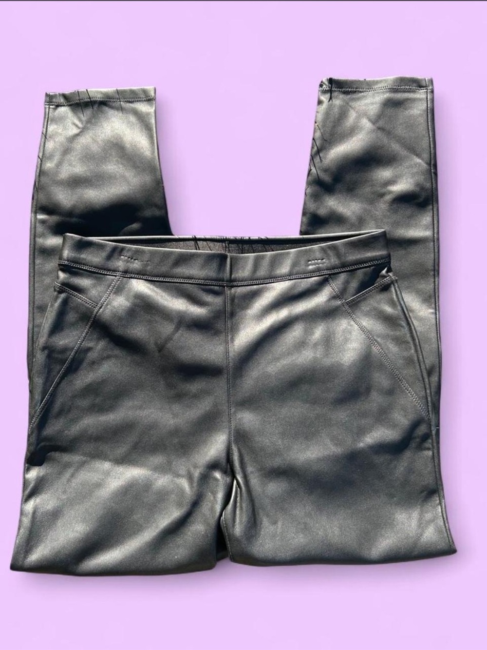 Free People Black Faux Leather Leggings Size 30